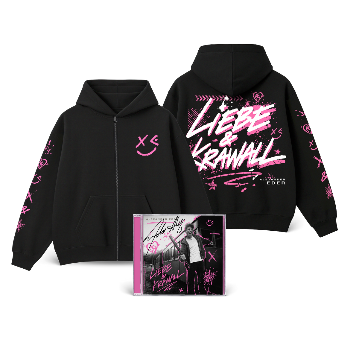 Alexander Eder Liebe & Krawall Signierte CD + Zipper Hoodie Bundle 462145