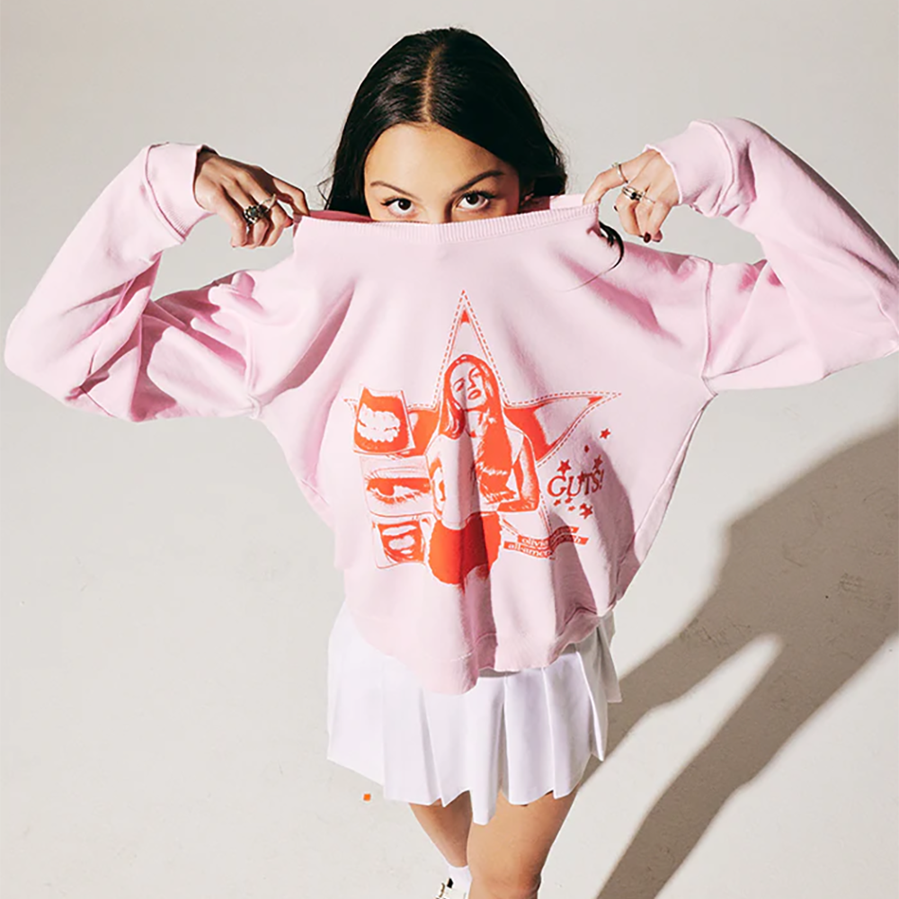 Olivia Rodrigo GUTS world tour crewneck pullover in pink Crewneck 406162