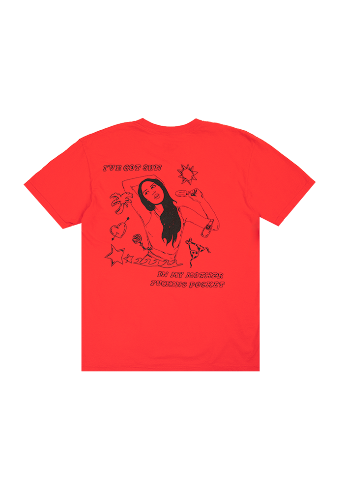 Olivia Rodrigo oversized sun in my mother fucking pocket t-shirt in red T-Shirt 418210