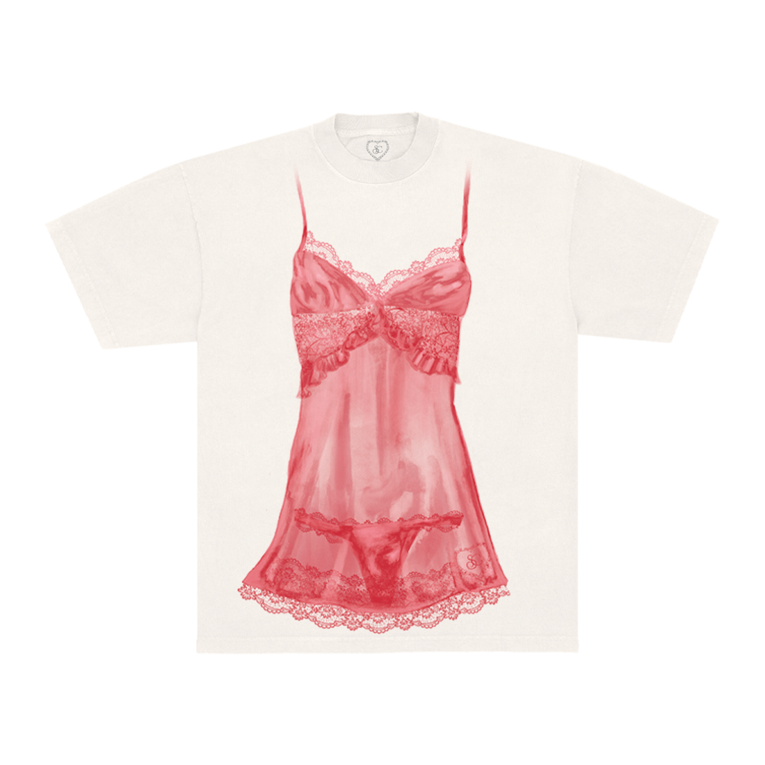 red lingerie tee